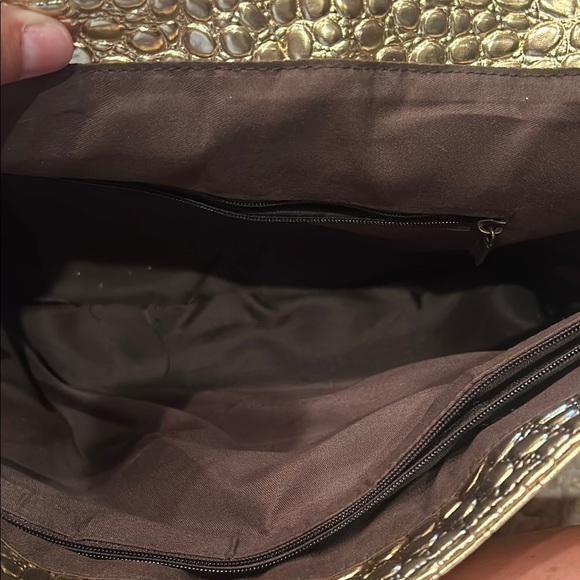 Gold Crocodile Embossed Clutch - Picture 5 of 9